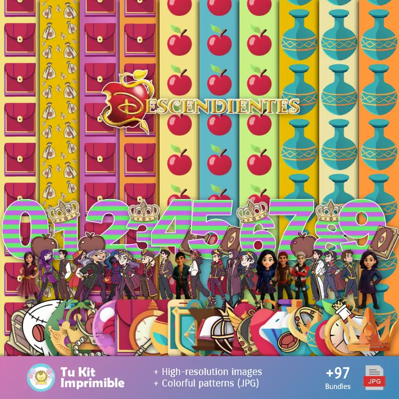 Números Temáticos | Modelli e texture discendente - Scrapbook e kit partito