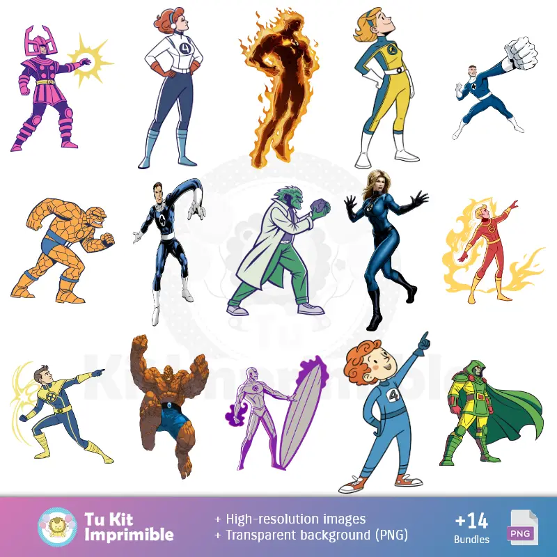 Personajes | I 4 fantastici modelli e texture - Scrapbook e kit partito