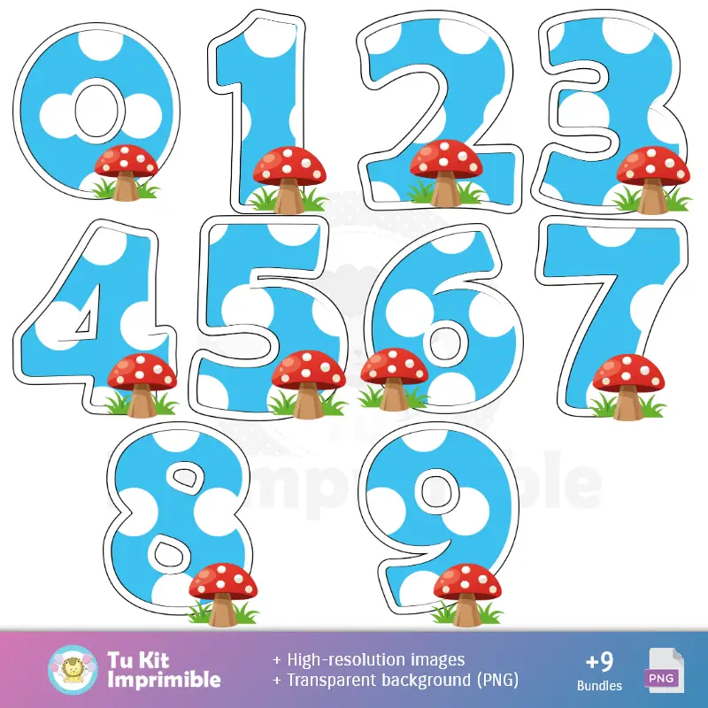 Números Temáticos | I Puffi - Decorazioni Digitali