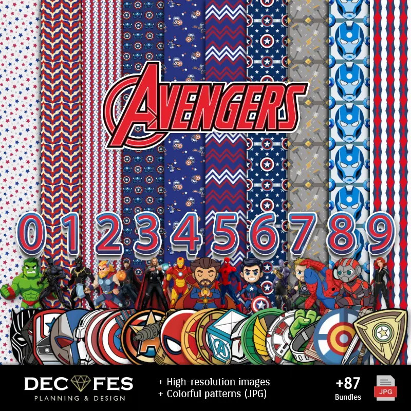Digital Avengers Paper - Stampabile per Scrapbook e fai da te