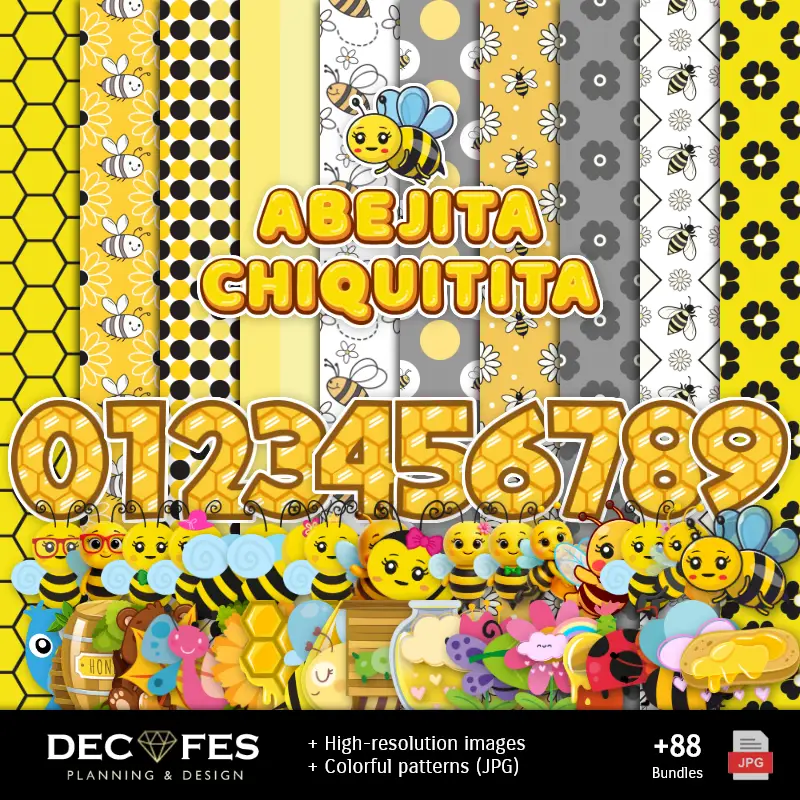 Papel Digital Abejitas - Imprimíveis para Scrapbook e DIY