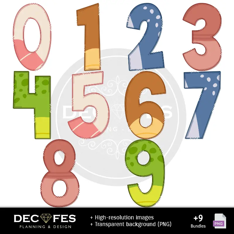 Números Temáticos | Digital Brain Rot Paper - Stampabili per Scrapbook e fai da te