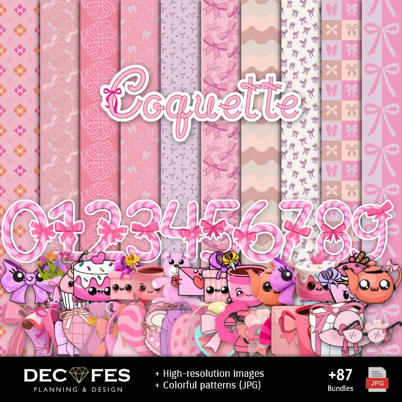 Papel Digital Coquette - Imprimíveis para Scrapbook e DIY