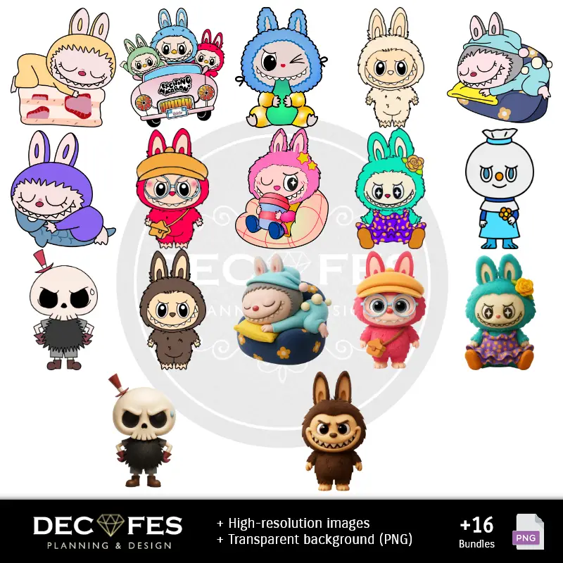 Personajes | Papel Digital Labubu - Imprimíveis para Scrapbook e DIY