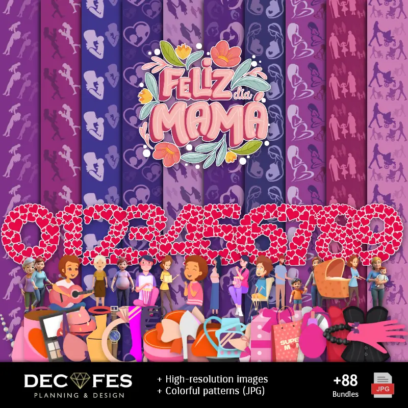 Digital Mother's Day Paper - Druckbar für Scrapbook und DIY