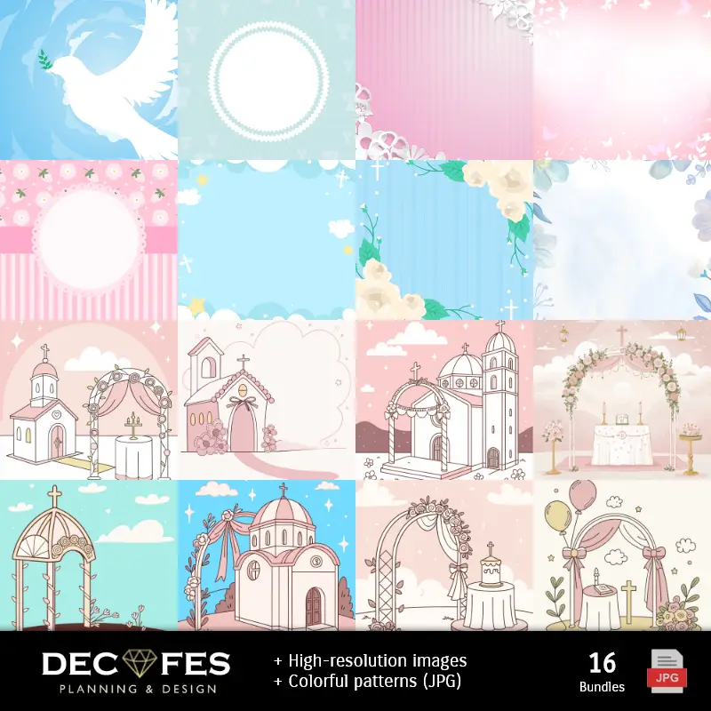 Accesorios | Цифровая бумага Baptize Girl - для Scrapbook и DIY