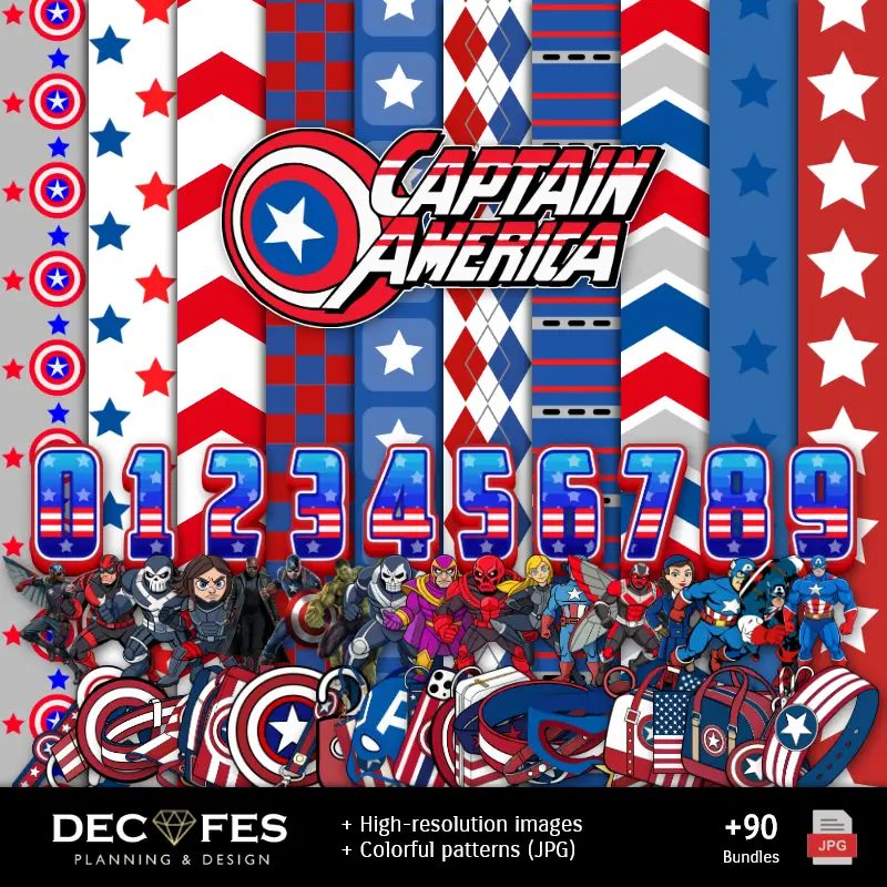 Digital Paper Captain America - Printable for Scrapbook and DIY