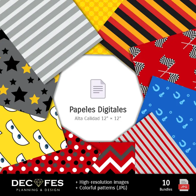 Digital Paper Cars McQueen - Imprimable pour Scrapbook et bricolage