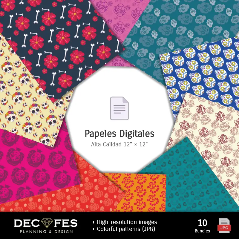 Fondos | Digital Paper Catrine Day of the dead - Printable for Scrapbook and DIY