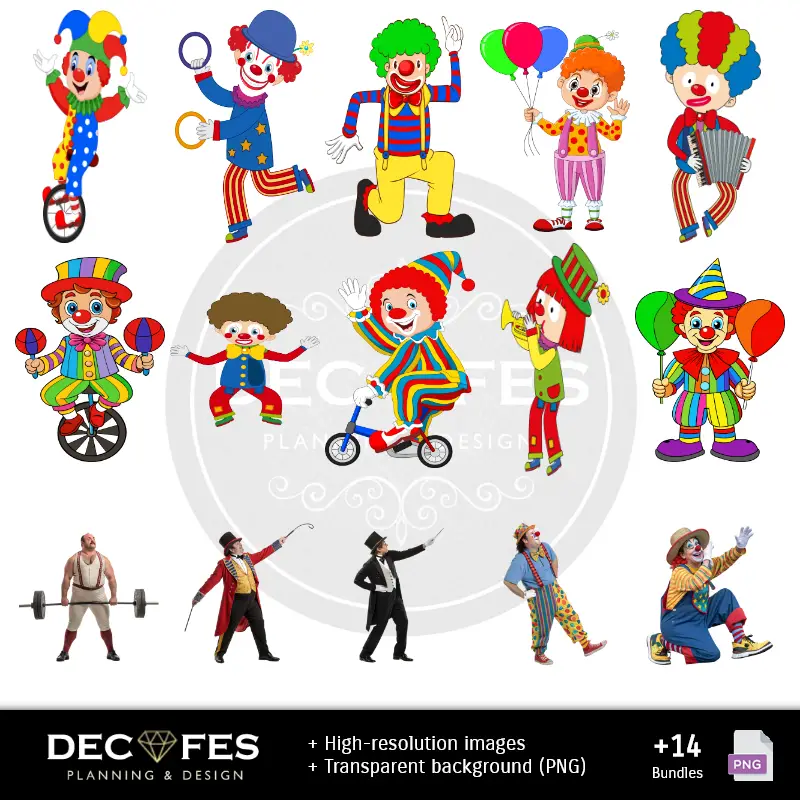 Personajes | Digital Paper Circus Clowns - Stampabile per Scrapbook e fai da te