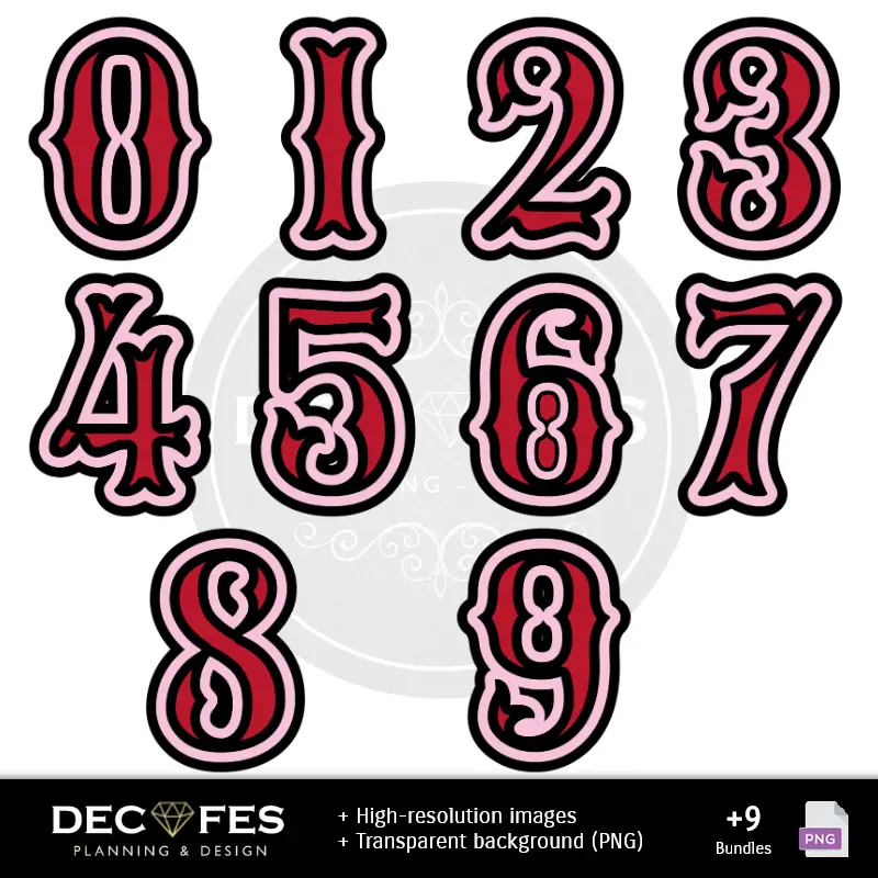 Números Temáticos | Papel Digital Circo Payasos - Imprimíveis para Scrapbook e DIY