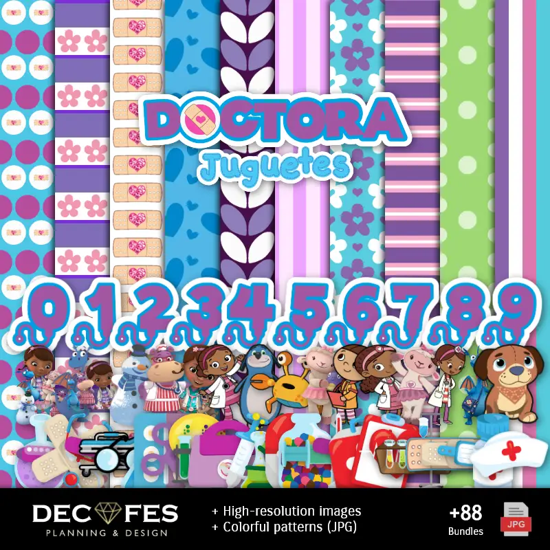 Fondos | Digital Paper Doctor Toys - Imprimable pour Scrapbook et bricolage