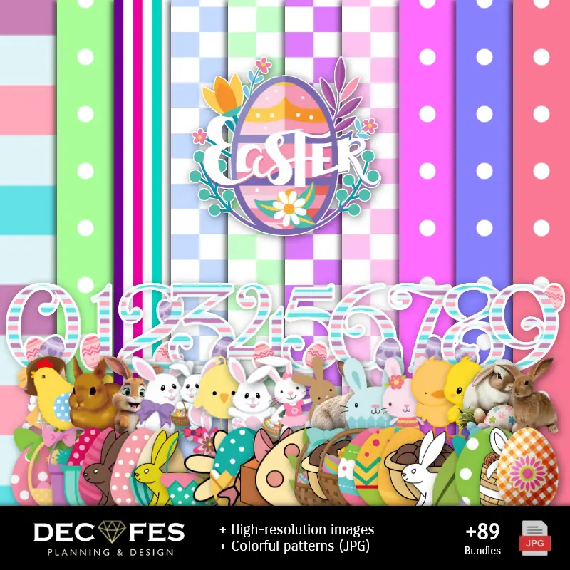Fondos | Digital Paper Easter Rabbit - Druckbar für Scrapbook und DIY