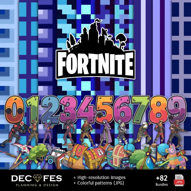Números Temáticos | Fortnite di carta digitale - stampabile per Scrapbook e fai da te