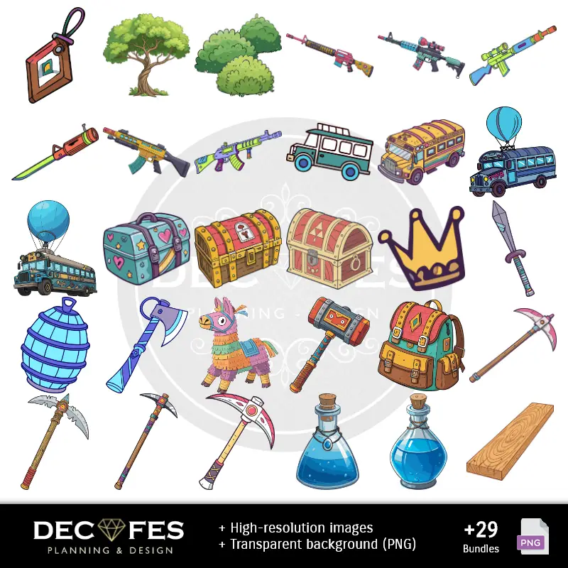 Accesorios | Digital Paper Fortnite - Druckbar für Scrapbook und DIY