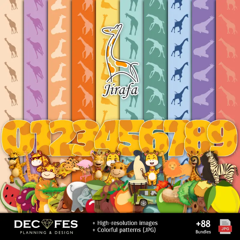 Giraffe di carta digitale - stampabile per Scrapbook e fai da te