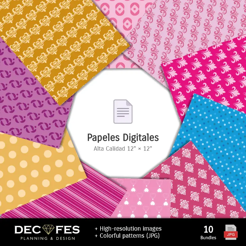 Collages | Digital Paper La Bella e La Beast - Stampabile per Scrapbook e fai da te