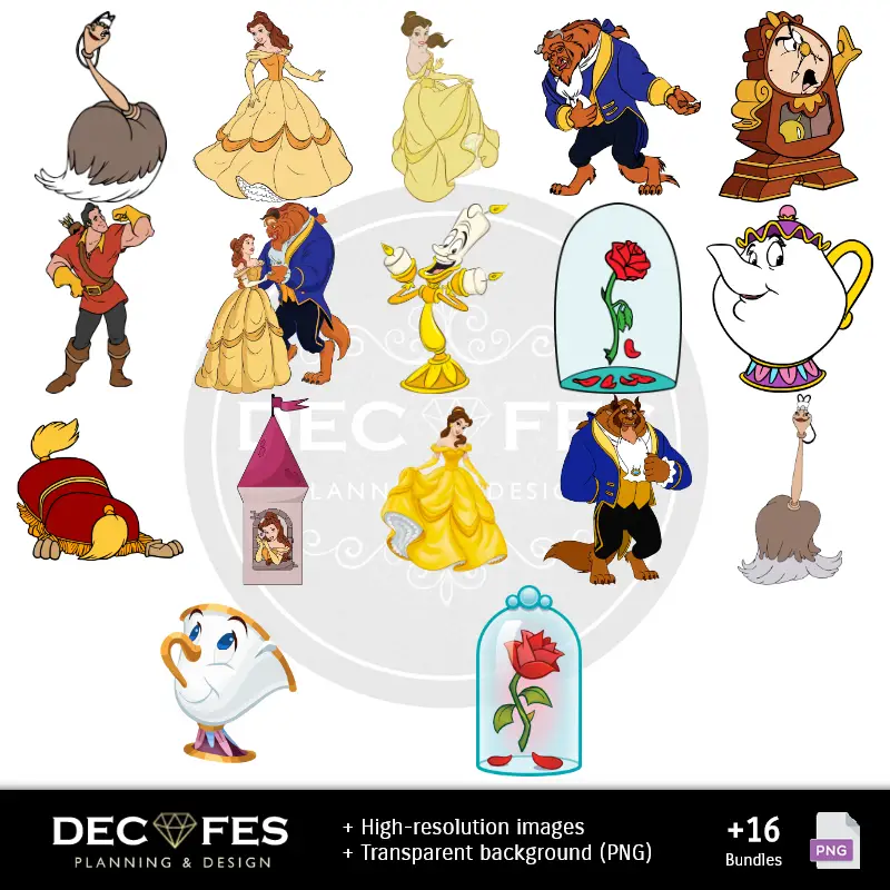 Personajes | Digital Paper La Bella e La Beast - Stampabile per Scrapbook e fai da te