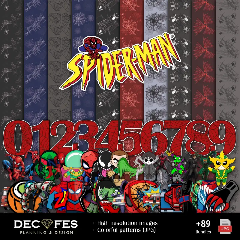 デジタルペーパーマンスパイダー - スクラップブックとDIYのために印刷可能