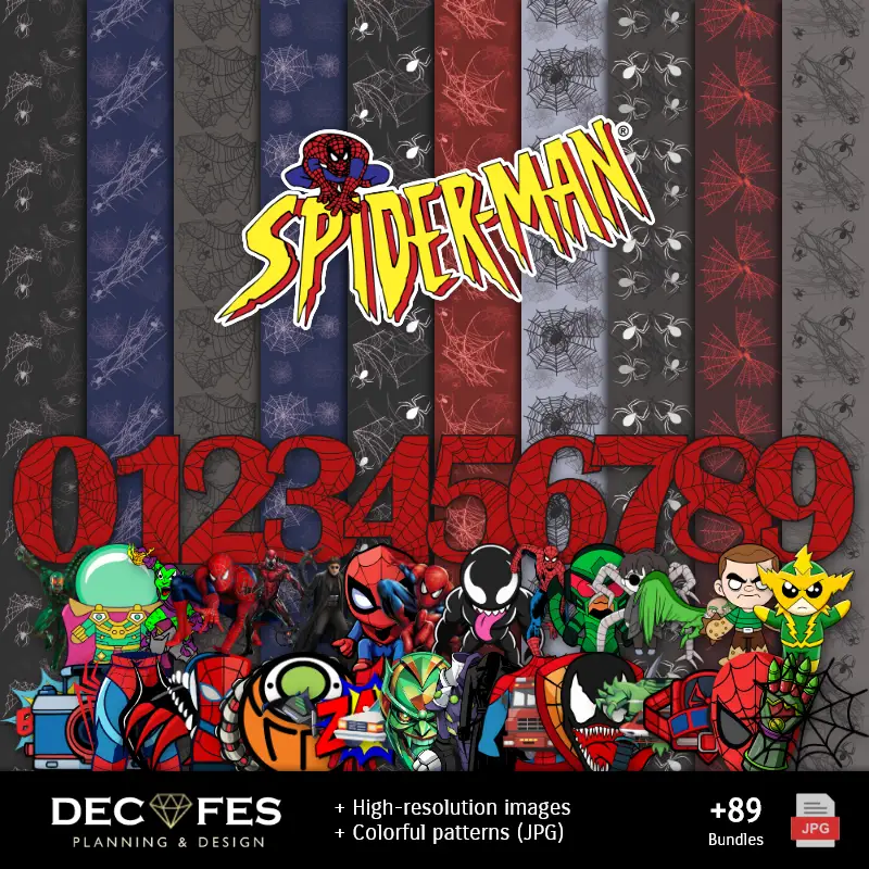 Papel Digital Homem Araña - Imprimíveis para Scrapbook e DIY