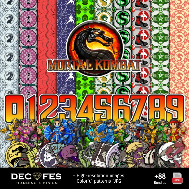 Digital Paper Mortal Kombat - Stampabile per Scrapbook e fai da te