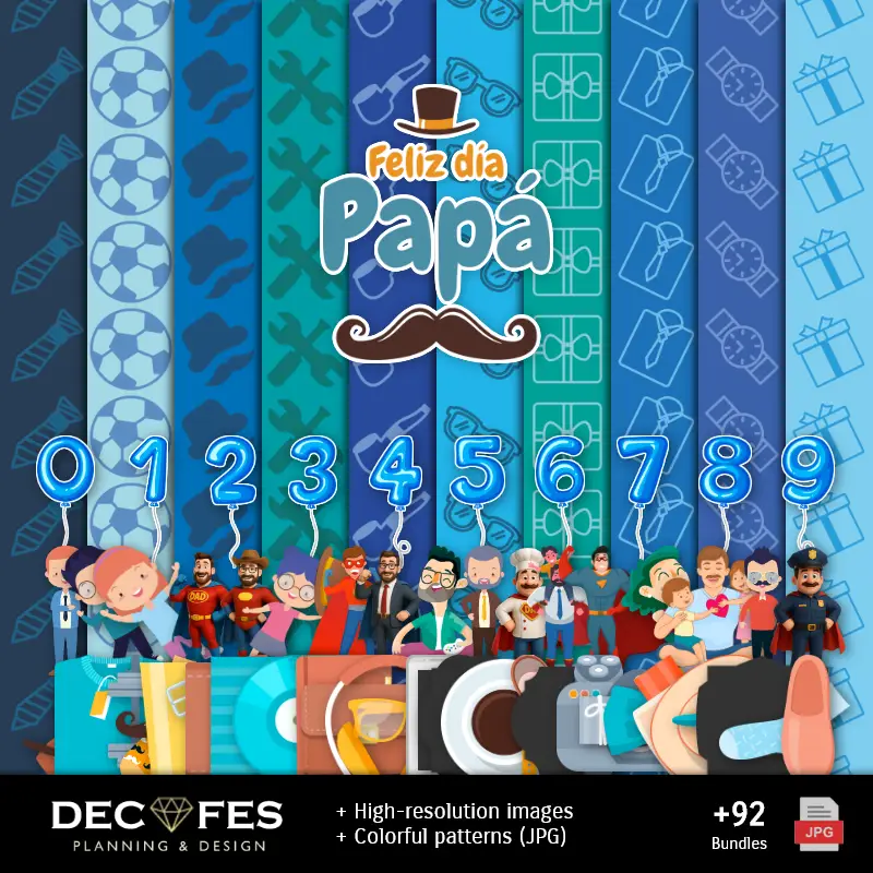 Papel Digital Dia do Pai - Imprimíveis para Scrapbook e DIY
