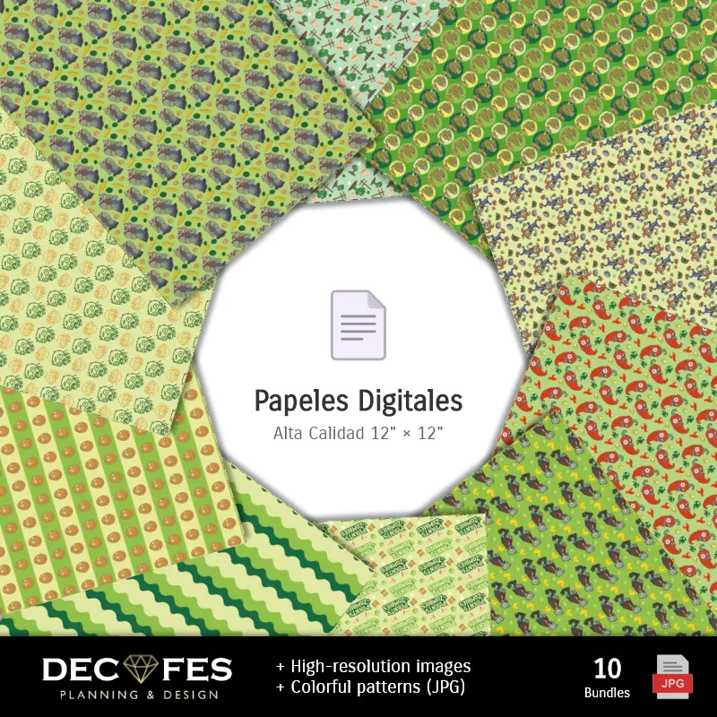 Collages | Papel Digital Plantas vs Zombies - Imprimíveis para Scrapbook e DIY