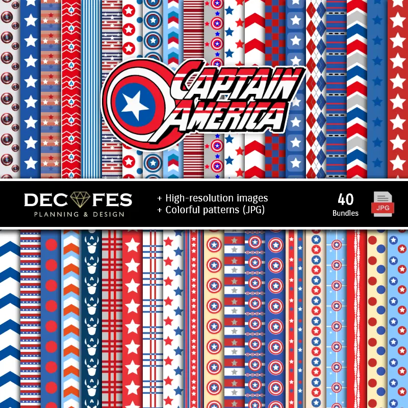 Fondos | Digital Paper Set Captain America - Stiftungen und Scrapbooking