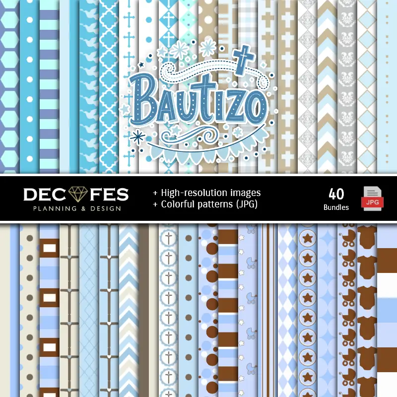 Fondos | Digital Paper Set Kindertaufen - Festivals und Scrapbooking