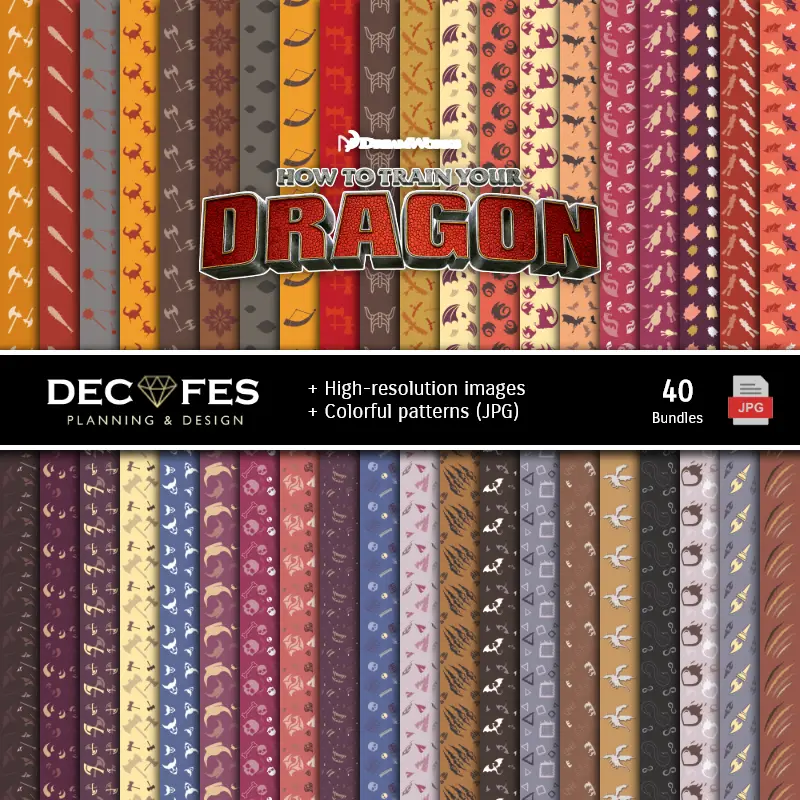Fondos | Digital Paper Set Comment former votre Dragon - Festivals et Scrapbooking