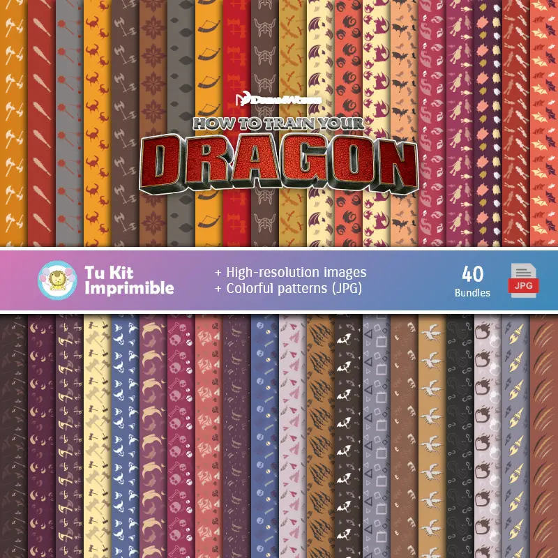 Digital Paper Set Comment former votre Dragon - Festivals et Scrapbooking