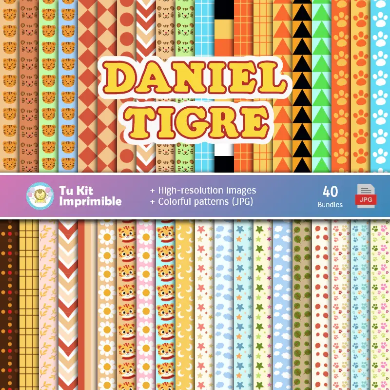 Digital Paper Set Daniel el Tigre - Festivals und Scrapbooking