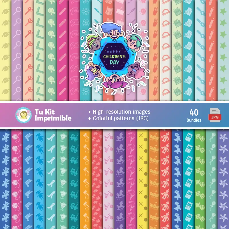 Digital Paper Set Day of the Child - Fondations pour les festivals et le scrapbooking