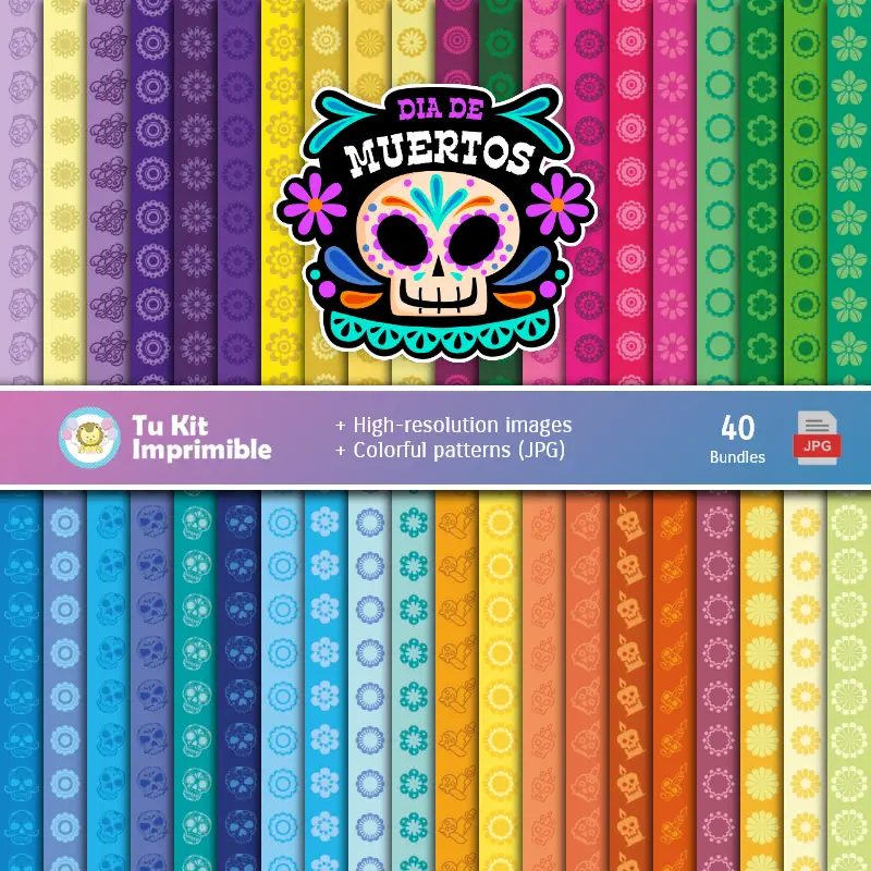 Digital Paper Set Giorno dei Morti - Fondazioni per Festival e Scrapbooking