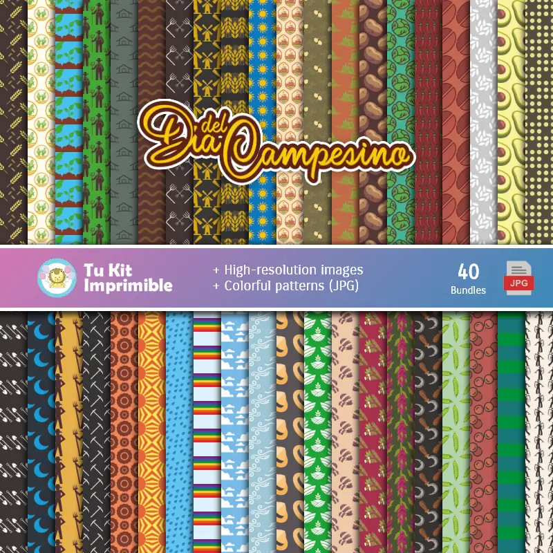 Digital Paper Set Day of the Peasant - Fontaines pour Fiestas et Scrapbooking