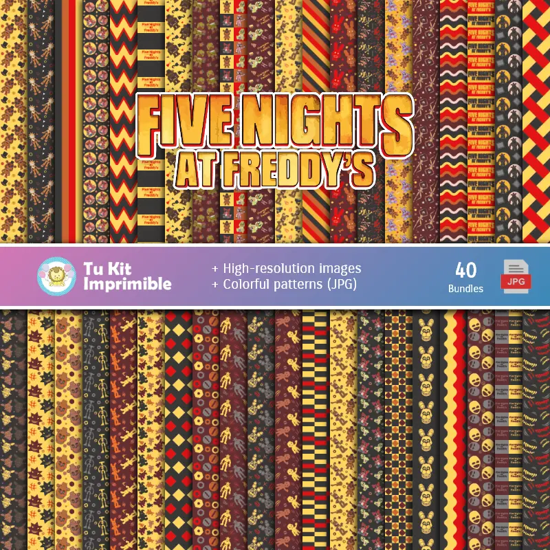 Digital Paper Set Fünf Nächte bei Freddy's - Stiftungen und Scrapbooking