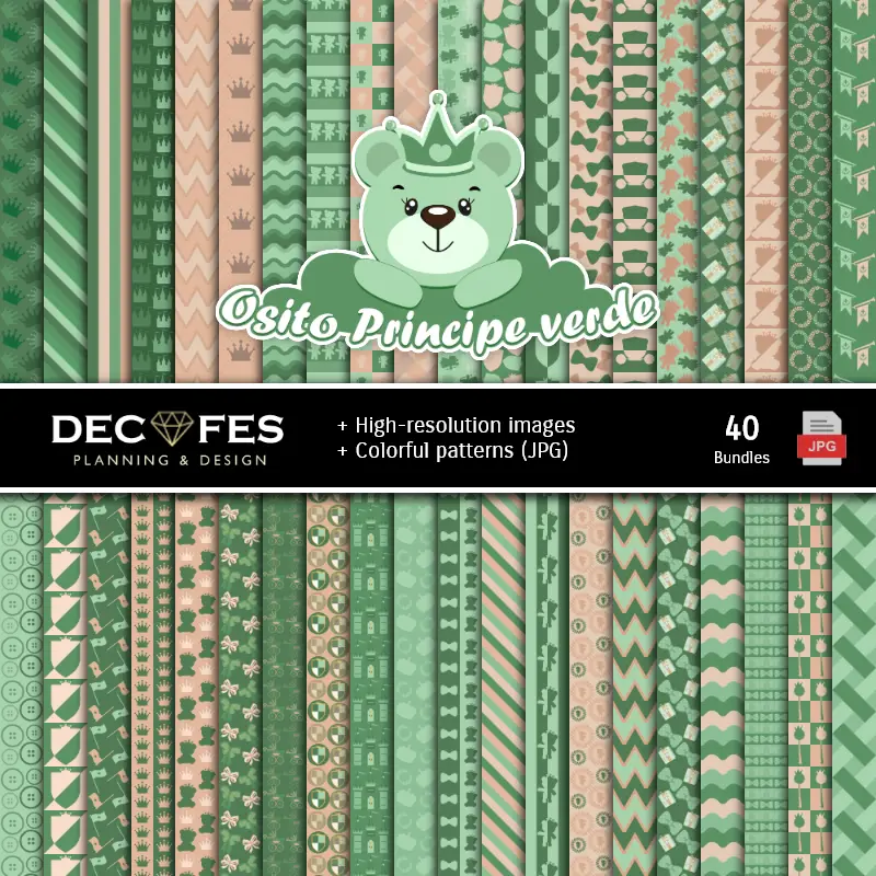 Fondos | Set di carta digitale Orso Verde - Festival e Scrapbooking