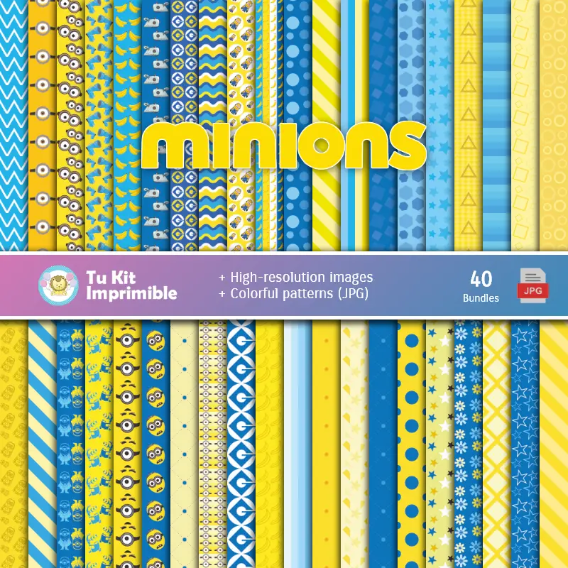 Digital Paper Set Minions - Stiftungen und Scrapbooking