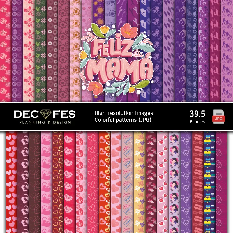 Fondos | Digital Paper Set Festa della mamma - Festival e Scrapbooking