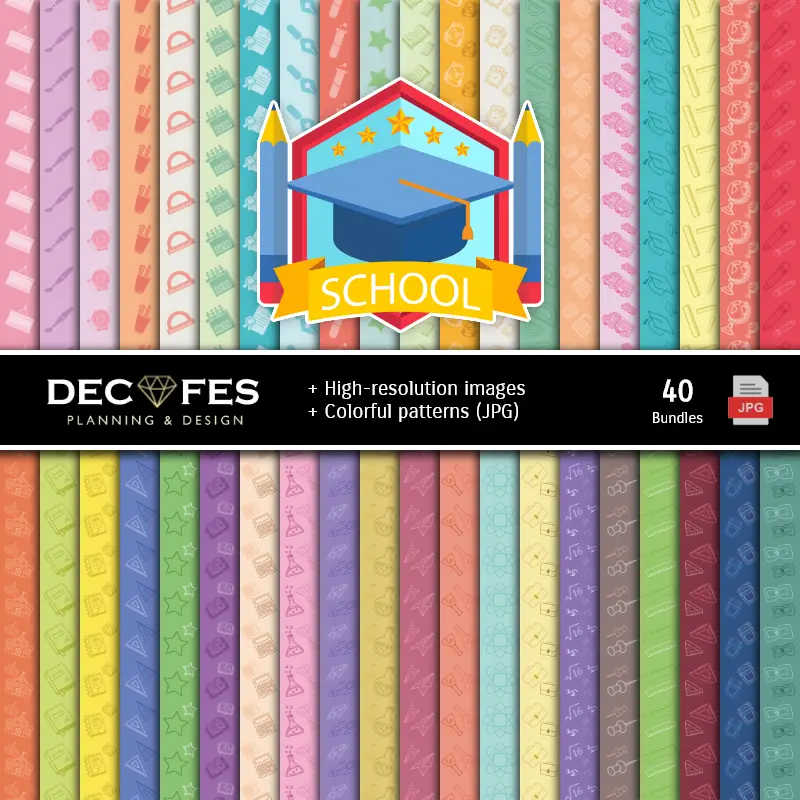 Fondos | Digital Paper Set School - Fondazioni e Scrapbooking