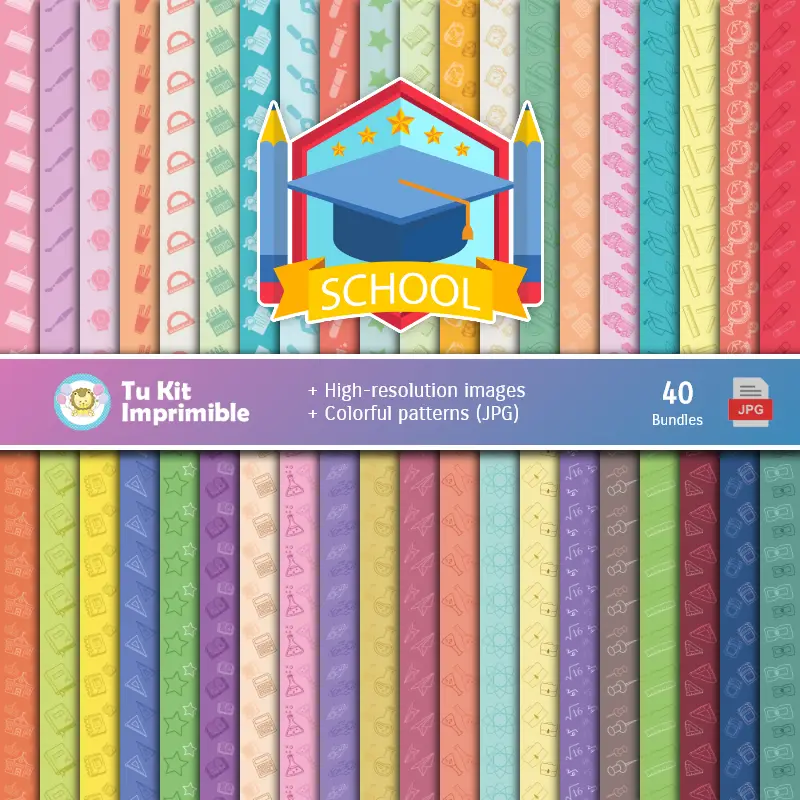 Digital Paper Set School - Fondazioni e Scrapbooking