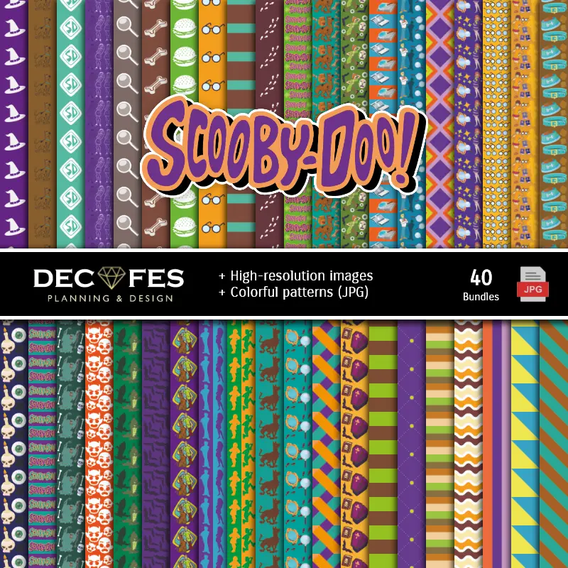 Fondos | Digital Paper Set Scooby-Doo - Brunnen für Fiestas und Scrapbooking