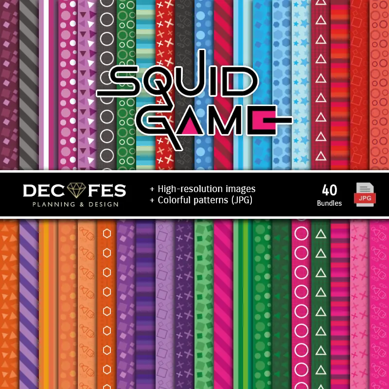 Fondos | Set de Papeles Digitales Jogo do Calamar - Fundos para Festas e Scrapbooking