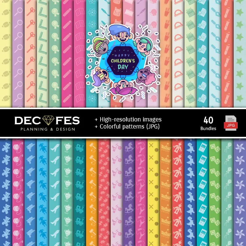 Fondos | Digital Paper Set Giorno del Bambino - Fondazioni per Festival e Scrapbooking