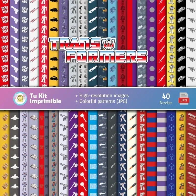 Digital Paper Set Transformers - Foundations and Scrapbooking