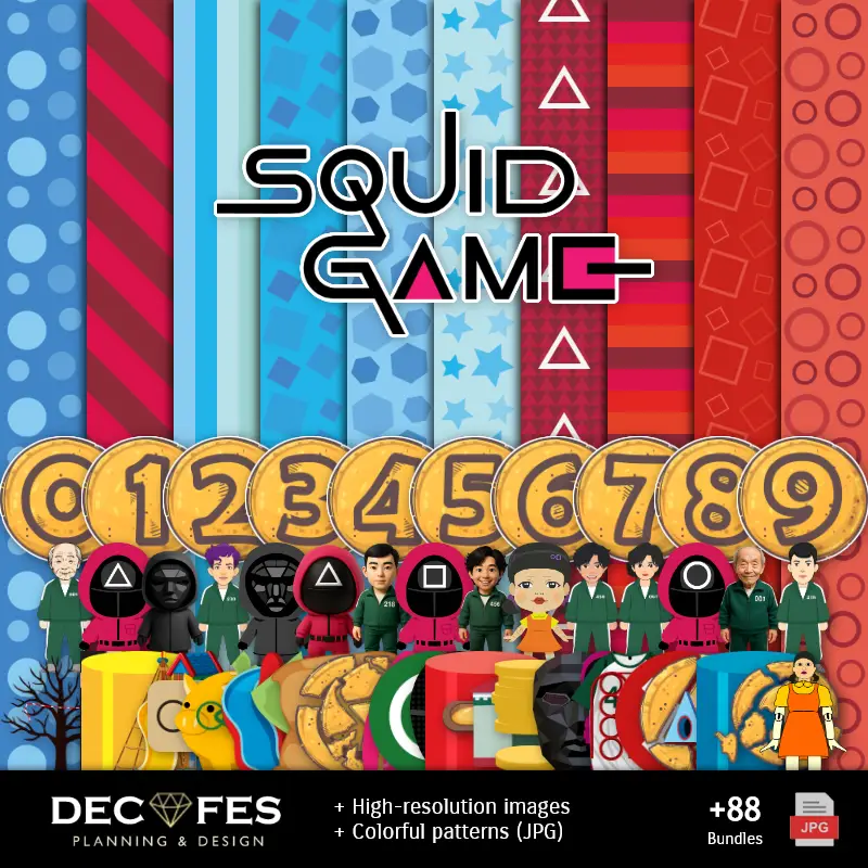 Digital Paper Squid Game - Printable for Scrapbook and DIY