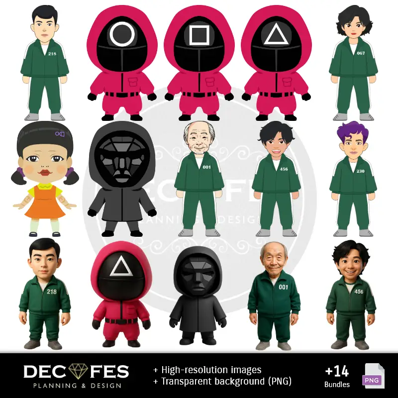 Personajes | Papel Digital Jogo do Calamar - Imprimíveis para Scrapbook e DIY