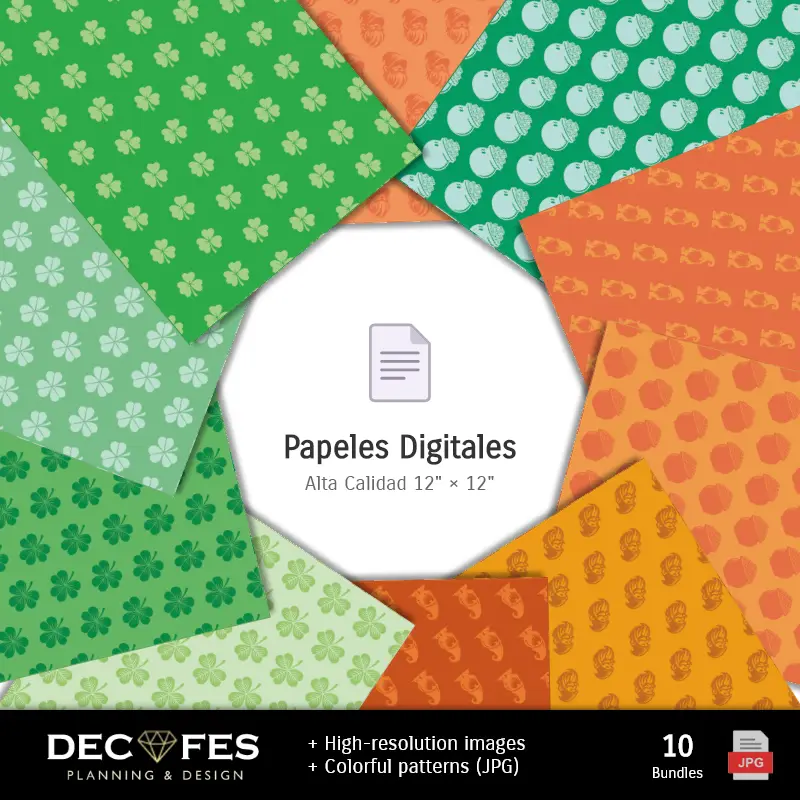 Números Temáticos | Digital Paper St. Patrick's Day - Printable for Scrapbook and DIY