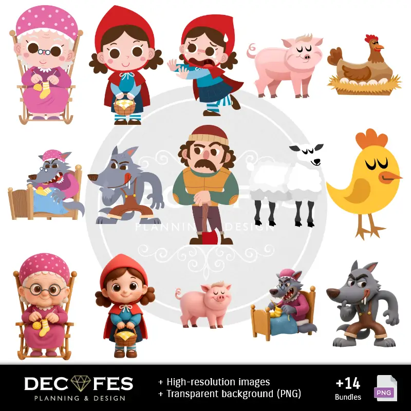 Fondos | Digital Paper The Red Riding and The Wolf - Stampabile per Scrapbook e fai da te