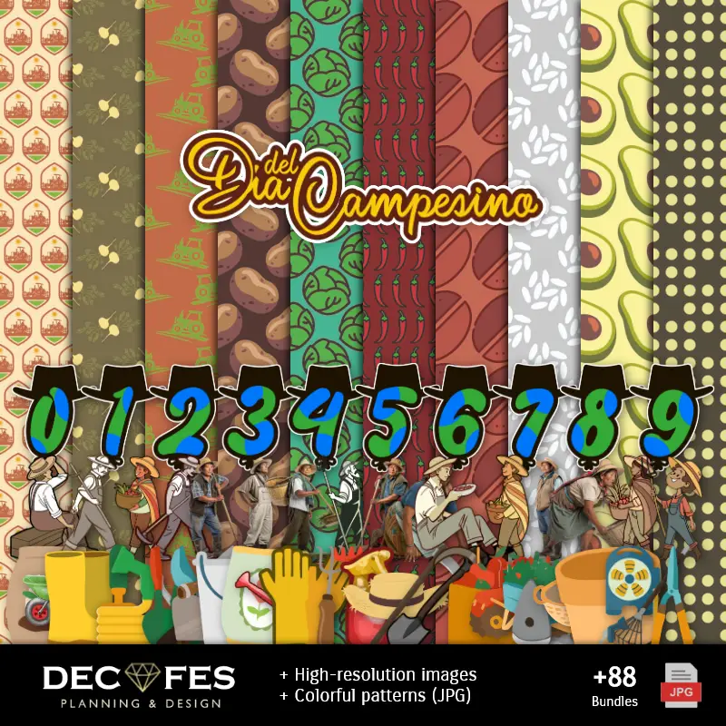 Collages | Papel Digital Dia do Campesino - Imprimíveis para Scrapbook e DIY